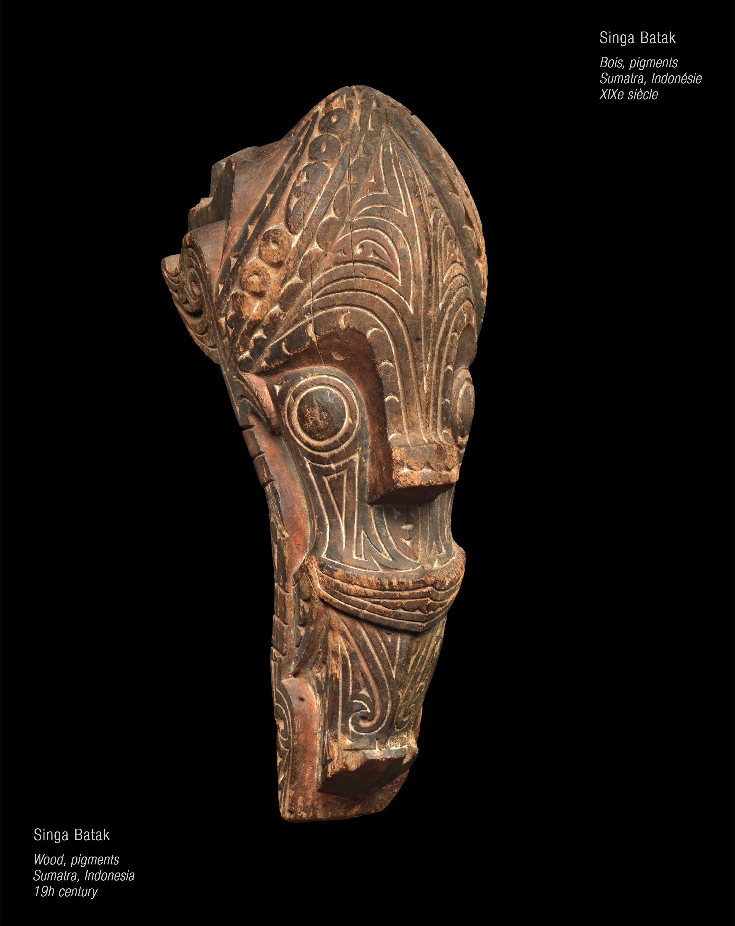 Singa Batak - Bois, pigments - Sumatra, Indonésie - XIXe siècle Singa Batak - Bois, pigments - Sumatra, Indonésie - XIXe siècle